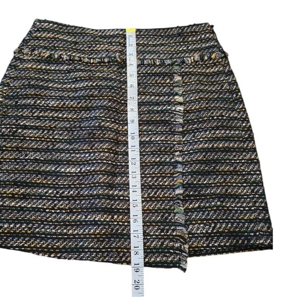 Loft Tweed Mini Skirt Frayed Hem A-Line Woven Career Party Fringe Size 6 - Picture 3 of 8